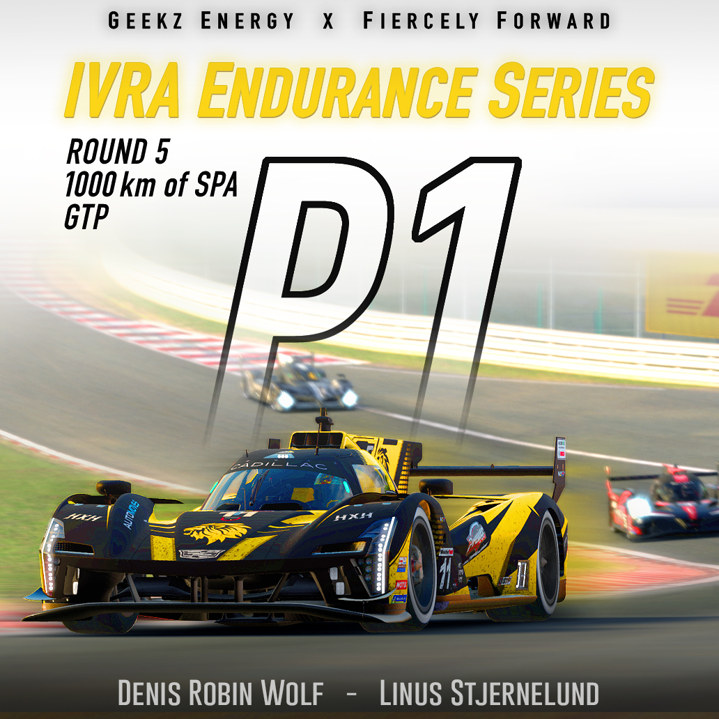 20-jähriger SIM-Racer Denis Robin Wolf in einem Cadillac Hypercar beim Gewinnen des 1000km von Spa Rennens in iRacing
